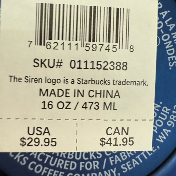 Starbucks 2024 Blue Sunflower ChainStainless Steel Vacuum Insulated Tumbler 16oz - Picture 6 of 6